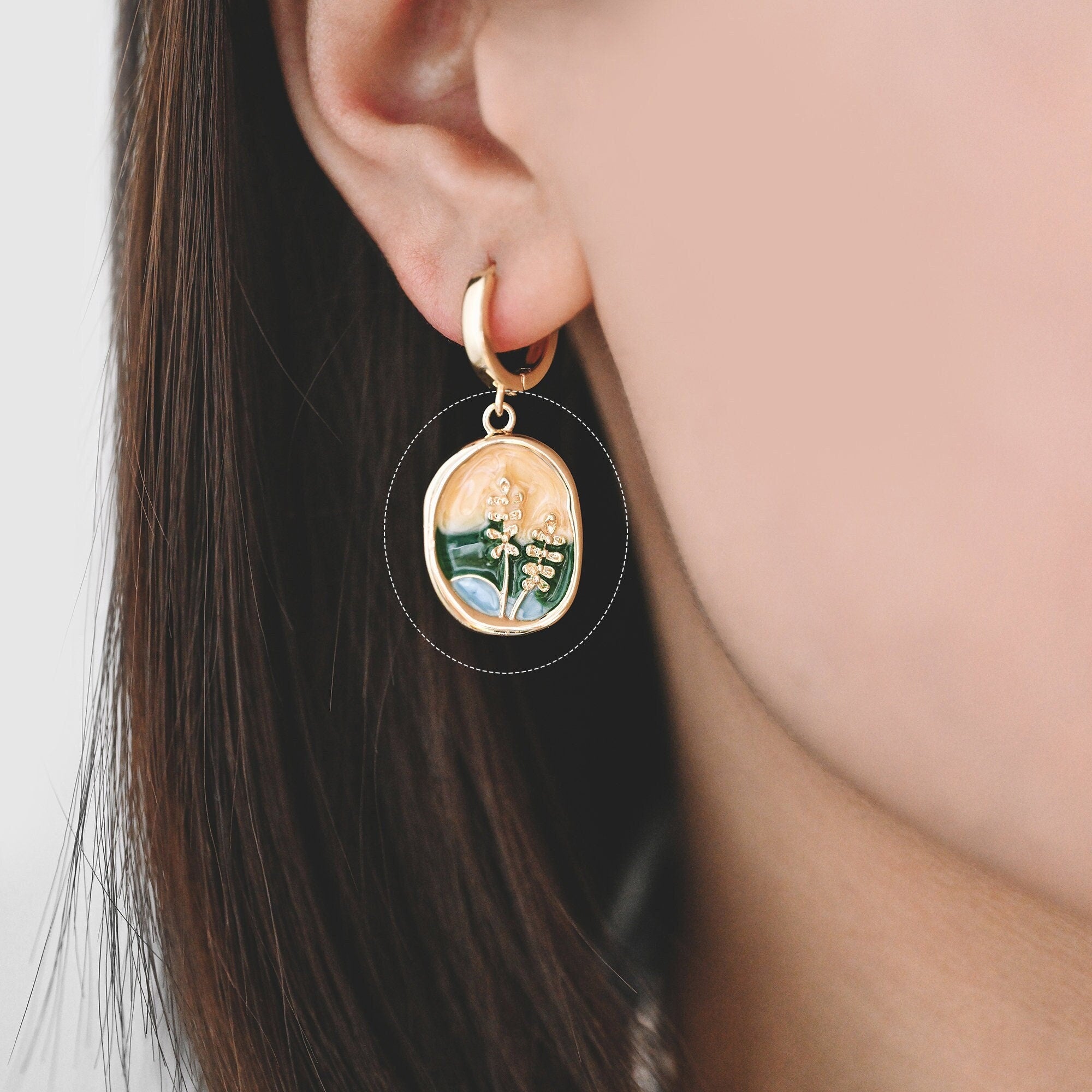 4pcs Gold/ Silver Tone Enamel Painting Charms, 18K Gold/ Rhodium plated Brass, Dainty Flower Pendants (GB-3950-E)